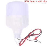 12V 40W lemputė su laidu ir spaustuku LED šviesa naktinio turgaus baterija didelio ryškumo
