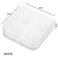 4 tinklelių kryžminio spausdinimo tablečių dėžutė, nešiojama mini plastikinė tablečių laikymo grynos spalvos kišeninė vaistų dėžutė lauko namams, tablečių dėklas balta