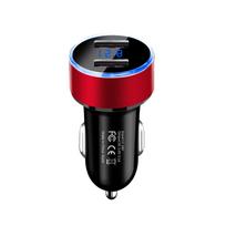 Universalus 12V-24V greitas dvigubas USB automobilinio įkroviklio adapteris su LED įtampos ekranu 3.1A automobilinio telefono įkrovikliu