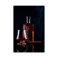 Sienos meno tapyba ant drobės su vyno taure, viskio buteliu, cigaro plakatu, svetainės, virtuvės, namų dekoracija, freska, madingas baras, restoranas, be rėmo 21*30cm No Frame
