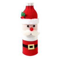 Vyno butelio rankovė Kalėdų Senelis Sniego senis Elnias Dizainas Butelio rankovė Megzta Dekoracija Vyno butelių megztinis stalo dekoravimui Xmas Santa Claus red