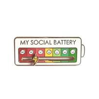 Emocijų emalio segės Mano socialinės baterijos nuotaikų sekiklis Metalinis segėlis Ženkleliai Mados papuošalai Aksesuarai Atlapas kuprinės dekoravimui White Battery Type