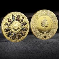 Gražios Zodiako žvaigždyno spalvingos suvenyrinės auksinės 2 uncijų monetos