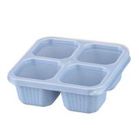 Square Compartment Bento Box Four Compartment Snack Nuts with Lid Platter Wheat Straw Lunch Box Snack Box Dried Fruit Box mėlyna