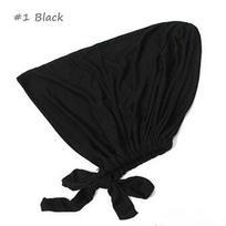 Musulmoniški kaklaskarės Moteriški musulmoniški drabužiai Kieti Modaliniai kepuraitės Islamiškas apatinis šalikas Kapotas turbanas 25x20cm juoda