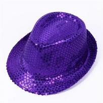 Nuostabi Sequin Fedora Skrybėlė Sequin Blizgučiai Džiazo Skrybėlė Vaidmenų Žaidimo Rekvizitas Šokio Džiazo Kepuraitė Gimtadienis 58cm juoda