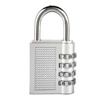 Combination Padlock 4 Dial Keyless Anti Theft Zinc Alloy Universal for Luggage Cases GYM sidabras