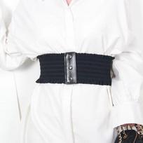 Ruffles platus diržas su triguba sagtimi Elegantiška elastinga juosmens juosta Dekoratyvinė suknelės juosta moterims Didelis dydis one size juoda