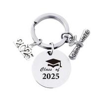 Yousheng Class of 2025 Graduation Gift Stainless Steel Engraving Keychain for High School College Graduates Inspirational Keepsake for Him Her F