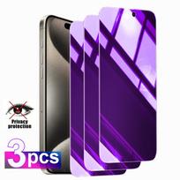 3 vnt. Gradientinis grūdintas stiklas, skirtas iPhone 16 Pro Max 16e 15 Plus 14 13 12 11, privatumo ekrano apsauga, apsauga nuo šnipinėjimo, apsauga nuo mėlynos šviesos, akių apsauga iPhone 16e violetinė