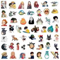 50 vienetų japoniškų animacinių lipdukų, mieli Studio Ghibli anime lipdukai, vandeniui atsparūs viniliniai mieli lipdukai, nešiojamiems kompiuteriams, gitaroms, vandens buteliams, bagažui, dviračiams One Size black