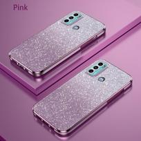 Prabangus gradiento blizgus padengtas dėklas, skirtas Motorola Moto G60 G30 G20 G10 G22 G52 G50 G82 G32 G42 G22 5G silikoninis galinis dangtelis G60s Moto G8 rožinė
