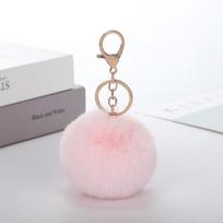 8 cm pliušinis imituotas rex triušio kailio kamuoliukas raktų pakabukas - krepšio pakabukas ir drabužių aksesuaras Fur Ball Elastic Band - No Hardware šviesiai rausvos spalvos