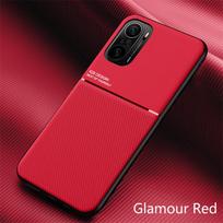 Prabangus odinis telefono dėklas, skirtas Xiaomi Mi Poco F3 F3 GT, su magnetine plokštele, automobilio laikiklis, galinis dangtelis, skirtas Mi Pocophone X3 NFC M3 M2 F2 Pro For Poco F3 GT raudona