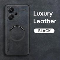 Magnetinis odinis telefono dėklas skirtas Xiaomi Redmi Note 14 13 Pro Plus 13 12 11 Pro 11S 10S, Magsafe, atsparus smūgiams, dangtelis Redmi 13C Redmi 14R 5G juoda