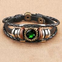 Jewelry Vintage Leather Rope Combo Time Luminous Gemstone Bracelet Signs One Size