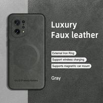 For OPPO Find X5 X5 Pro PU Leather Magnetic Ring Soft Edge Anti-Drop Anti-Fingerprint Phone Case For OPPO Find X5 pilka