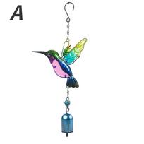 Vėjo varpelis Kolibris Metalas Stiklas Dažytas Rankdarbiai Pakabukas Varpelis Laumžirgis Paukštis Aliuminio Vamzdelis Namams Kiemui Kabinamas Pakabukas šviesiai pilka spalva