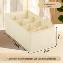 Beige Rose Red 4-Piece Underwear Storage Set: Fabric Boxes for Socks and Bras with 6, 7, 8, and 24 Grids