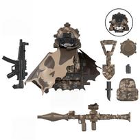 Kariniai Armijos Figūrėlės Konstruktoriai SWAT Vaiduoklis Komandos Specialiųjų Pajėgų Kareivis Ginklai Ginklas Skrybėlė Skydas Diržas AK Mini Kaladėlės Žaislas