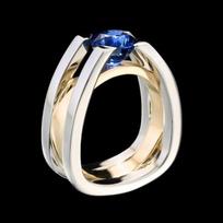 Two Tone Rings for Women Blue Zirconia Wedding Engagement Ring Jewelry Anniversary Gifts KTJ 6