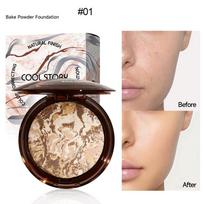 Marble Finish Powder - Makeup Setting Pressed Powder with Oil Control & Shimmer Highlighter for Face Contouring, Natural Matte & Glow 01#Medium