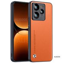 Shockproof Cover for Realme GT 7 Pro / GT 7 Case Luxury Fiber Texture PU-Leather Protection Phone Funda for Realme GT7 Pro Capa for Realme GT 7 Pro oranžinė