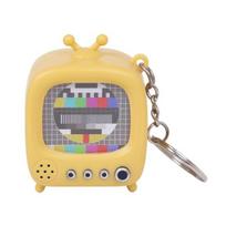 Retro Micro TV Keychain Light-Up Glowing Key Chain with Screen Vintage Design Sound Effects Classic Backpack Accessories geltona