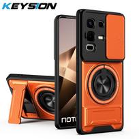 KEYSION Magnetic Phone Case for Infinix Note 50 4G 50 Pro+ 50S 50X 5G Slide Camera Protection Upright Kickstand Shockproof Cover for Infinix Note 50 4G oranžinė