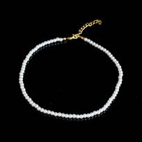 Round Chunky White Pearl Beaded Choker Pearl Chokers Clavicle Chains Korean Style Women Necklaces KTJ 0.4cm