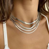 2mm/3mm Stainless Steel Necklace Gold/Silver Gold Herringbone New Snake Chain Necklace  man silver-2mm-45cm