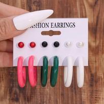 6pairs Matte Finish Chunky Waterdrop Earrings Chunky Water-drop Hanging Dangle Earring  Party 10