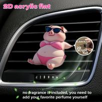 2D flat pig car vent clip decorative diffuser (fragrance not included), car interior decoration, aromatherapy clip, ideal for holiday gifts 1 piece gray