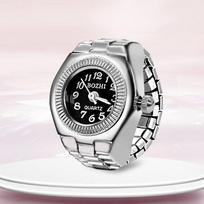 Vintage Rings Punk Quartz Watch Rings For Couple Women Man Hip Hop Cool Elastic Stretchy Watch Finger Rings Individuality Hip-Hop Accessories