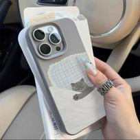 For iPhone 17 Air 16 15 14 13 12 11 Pro Max Plus X Lazy Sleeping Cat & Dog Couple Design Case Litchi Texture Soft TPU Cover iPhone 16 Pro