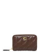 Coach - Quilted Pillow Leather Essential Small Zip Around Card Case - Piniginė - Ruda