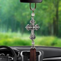 Metalo ir krištolinio deimantinio kryžiaus Jėzus Christian automobilio galinio vaizdo veidrodinis automobilio pakabukas