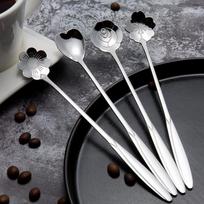 4/8 vnt. nerūdijančio plieno vyšnių žiedų šaukštelis, kavos šaukštelis, desertinis šaukštelis Short Handle Spoon(8pcs) sidabras