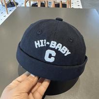 Letter Embroidered Baby Docker Caps Spring Summer Cotton Solid Color Beanie Cap Toddler Boy Retro Brimless Hats juoda