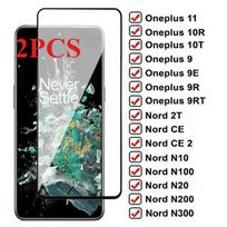 2PCSProtective Glass For Oneplus 11 10T 10R Ace 9 9E 9R 9RT 5 5T 6 6T 7 7T 8T Screen Protector Nord CE 2 2T N10 N20 N100 N200 N300 Glass For Oneplus 9 balta