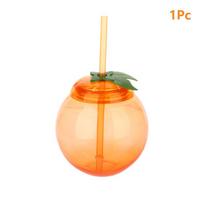 Spalvingas vaisių įkvėptas gertuvė su šiaudeliu vaikų pietų dėžutėms ir mokyklai 1Pcs orange