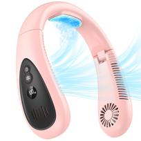 Neck Cooler Neck Fan LED Portable Instant Cooling Heatstroke Airflow Quiet Continuous Adjustable Ideal for Home 5000mAh, Display, Fan, & Prevention, rožinė