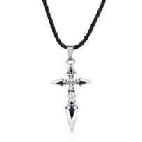 Fate Stay Night Saber Card Cartoon Alloy Necklace With Leather Chain For Fans And Gift juoda