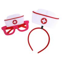 Halloween Nurse Costume Accessories Nurse Hat Headband Nurse Caps Glasses Nurse Outfit for Nurse Day Cosplay Party 1