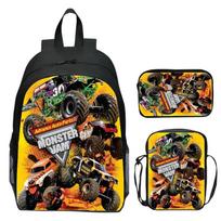 Monster Jam Monster Truck Trys dalys Vaikų kuprinė Pradinės mokyklos kuprinė Darželio kuprinė