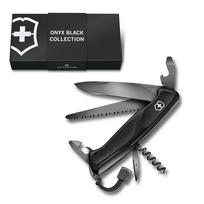 VICTORINOX Ranger 55 Grip Onyx Black Ranger 55 Grip Šveicariškas armijos peilis Daugiafunkcinis peilis Lauko dovana Kompaktiškos avarinės priemonės 12 funkcijų