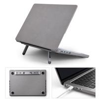Eary Leather Case for MacBook Pro 14 Inch 2025-2025 M5 M4 M3 M2 M1 Pro/Max Chip Shell Cover with Foldable Kickstand Slim Bumper` pilka spalva