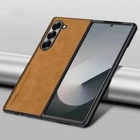 EUCAGR For Samsung Galaxy Z Fold 7 6 5 4 3 Luxury Sheepskin Leather TPU Camera Protect Case Sheepskin Phone Fold Soft Cover Z Fold 5 ruda