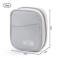 Portable Data Cable Organizer Bag Water-proof USB Power Bank Earphone Storage Case Travel Digital Accessories Pouch Cosmetic Bag 1pc pilka spalva
