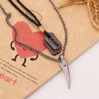 Vyriški senoviniai karvės odos karoliai pakabukai europietiško stiliaus vyriški lydiniai karoliai Collier papuošalai juoda